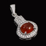 گردنبند عقیق سرخ یمنی نقره زنانه طرح داملا
