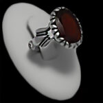 انگشتر نقره مردانه طرح مهراد با سنگ گارنت الماس تراش