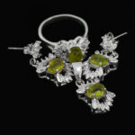 نیم ست زبرجد الماس تراش نقره زنانه طرح ری را - Image 4