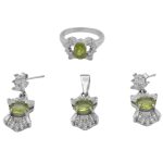 نیم ست زبرجد الماس تراش نقره زنانه طرح ری را