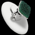 انگشتر عقیق سبز مردانه نقره طرح شمسه خدایا شکرت