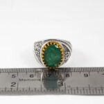 انگشتر زمرد الماس تراش نقره مردانه طرح آرکا - Image 2