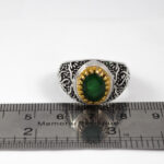 انگشتر زمرد الماس تراش نقره مردانه طرح باقر العلوم - Image 2