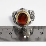 انگشتر گارنت نقره مردانه طرح دور طلایی یا حسین (ع) - Image 2