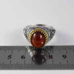 انگشتر گارنت نقره مردانه طرح دور طلایی یا عباس ۲ - Image 3