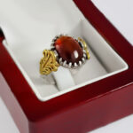 انگشتر گارنت الماس تراش نقره مردانه طرح فربد - Image 2