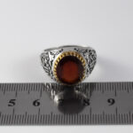 انگشتر گارنت نقره مردانه طرح دور طلایی صلوات - Image 2