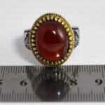 انگشتر گارنت نقره مردانه طرح دور طلایی زهیر - Image 3