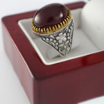 انگشتر گارنت نقره مردانه طرح دور طلایی نصرت - Image 2