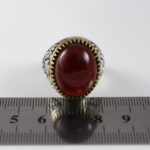 انگشتر گارنت نقره مردانه طرح دور طلایی نصرت - Image 3