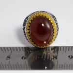 انگشتر گارنت نقره مردانه طرح دور طلایی یا اباالفضل - Image 2