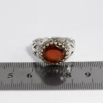 انگشتر نقره مردانه طرح دور طلایی همایون با سنگ گارنت الماس تراش - Image 3