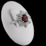 انگشتر گارنت اصل نقره زنانه طرح عسل