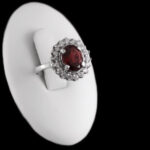 انگشتر گارنت الماس تراش اصل نقره زنانه طرح کلارا