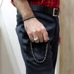 انگشتر نقره مردانه طرح ثاقب با سنگ حدید صینی+حکاکی - Image 2