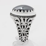انگشتر حدید صینی نقره دست ساز مردانه طرح فاخر دور چنگ + حکاکی - Image 2