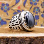 انگشتر حدید صینی نقره دست ساز مردانه طرح فاخر دور چنگ + حکاکی - Image 3