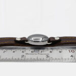 دستبند نقره چرم طبیعی مردانه و زنانه قهوه ای با نگین حدید صینی + حکاکی - Image 2