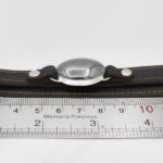 دستبند نقره چرم طبیعی طرح دولایه مشکی زنانه و مردانه با نگین حدید صینی + حکاکی - Image 2