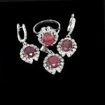 نیم ست یاقوت سرخ الماس تراش نقره زنانه طرح بلوط - Image 4