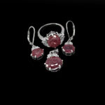 نیم ست یاقوت سرخ الماس تراش نقره زنانه طرح پریگون