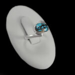 انگشتر فیروزه نیشابوری نقره دست ساز زنانه طرح آسایش + حرز امام جواد (ع)