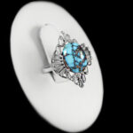 انگشتر فیروزه نیشابوری نقره زنانه طرح آبرنگ