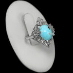 انگشتر فیروزه نیشابوری نقره زنانه طرح آبرنگ ۲