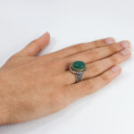 انگشتر عقیق سبز نقره مردانه طرح دور طلایی بهرام - Image 2