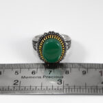 انگشتر عقیق سبز نقره مردانه طرح دور طلایی بهرام - Image 4