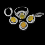 نیم ست شرف الشمس نقره زنانه طرح طلا + حکاکی