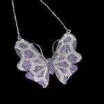 گردنبند فانتزی دخترانه نقره طرح پروانه بنفش