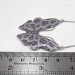 گردنبند فانتزی دخترانه نقره طرح پروانه بنفش - Image 3