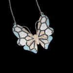 گردنبند فانتزی دخترانه نقره طرح پروانه رنگین