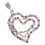 گردنبند فانتزی دخترانه نقره طرح قلب رنگین