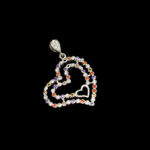 گردنبند فانتزی دخترانه نقره طرح قلب رنگین - Image 4