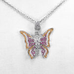 گردنبند فانتزی دخترانه نقره طرح فاخر پروانه - Image 3