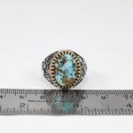 انگشتر فیروزه نیشابوری نقره مردانه طرح یا ضامن آهو - Image 3