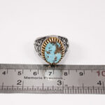 انگشتر فیروزه نیشابوری نقره مردانه طرح یا ضامن آهو ۱ - Image 3