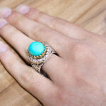 انگشتر فیروزه نیشابوری نقره دست ساز فاخر مردانه طرح شاه صفوی - Image 4