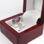 انگشتر آمیتیست الماس تراش نقره مردانه طرح دور طلایی آرسام - Image 3