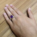 انگشتر آمیتیست الماس تراش نقره مردانه طرح دور طلایی آرسام - Image 4