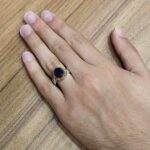 انگشتر آمیتیست الماس تراش نقره مردانه طرح دور طلایی ساکار - Image 4