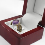 انگشتر آمیتیست الماس تراش نقره مردانه طرح هوراد - Image 3