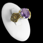 انگشتر آمیتیست الماس تراش نقره مردانه طرح هوراد