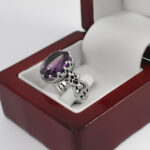 انگشتر آمیتیست الماس تراش نقره مردانه طرح پیمان - Image 3