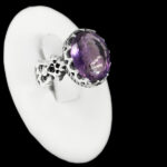 انگشتر آمیتیست الماس تراش نقره مردانه طرح پیمان