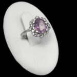 انگشتر آمیتیست الماس تراش نقره زنانه طرح بنیتا