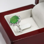 انگشتر عقیق سبز نقره زنانه طرح رونا - Image 2