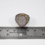 انگشتر عقیق کبود یمنی نقره مردانه طرح دورطلایی یا زهرا - Image 3